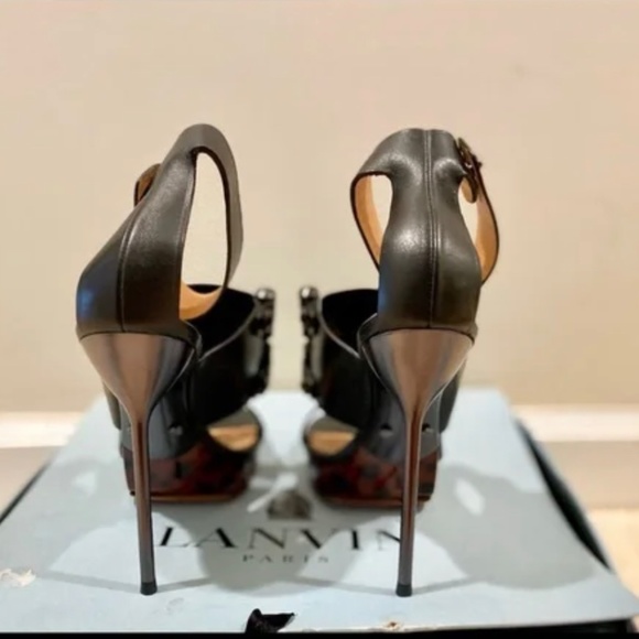 Lanvin Auth 8 US 38 EU Black Leather Heels Shoes Pumps Platforms Runway Auth - Picture 4 of 4